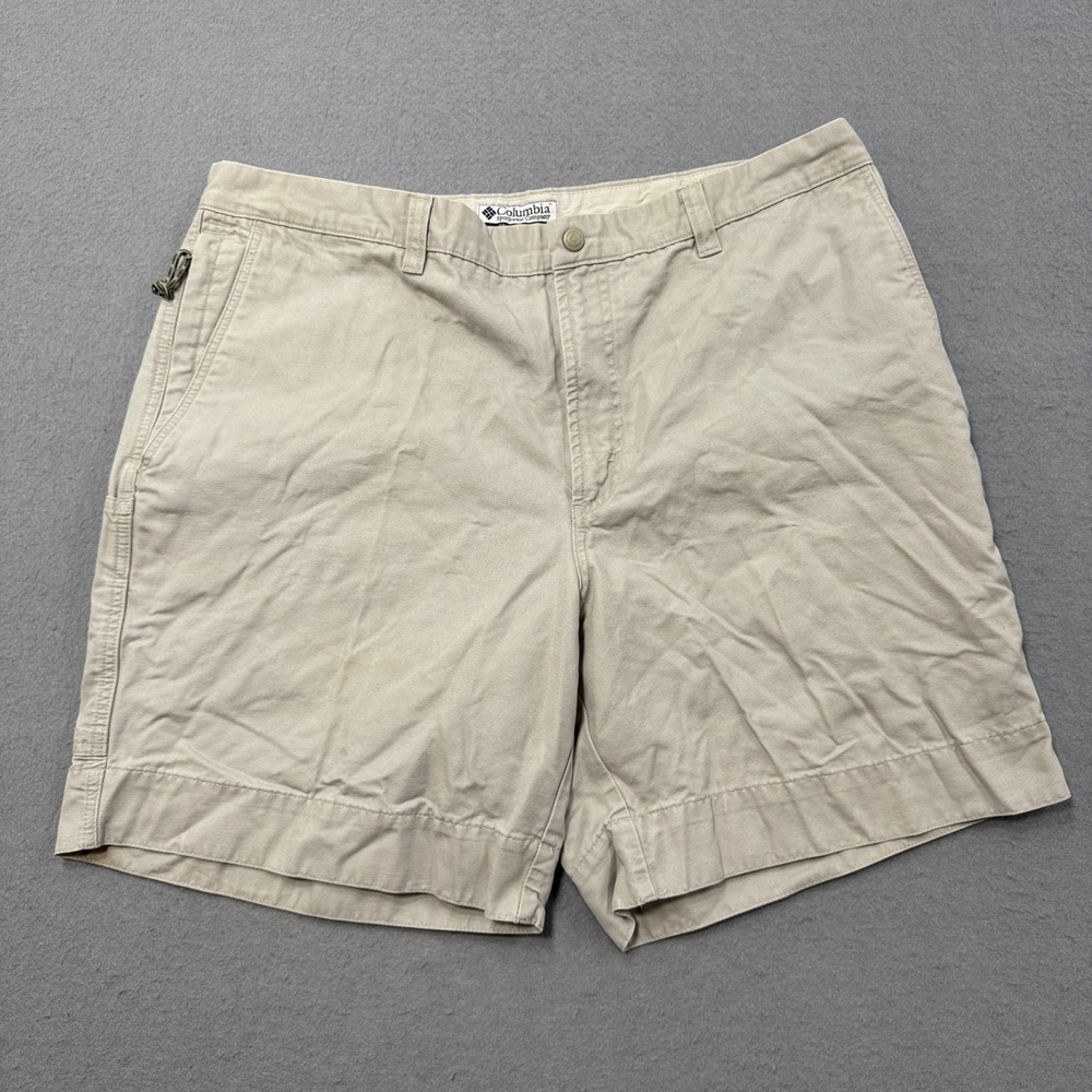 Columbia Sportswear Shorts Men's 38 Tan Khaki Canvas Loose Utility Hiking Cotton